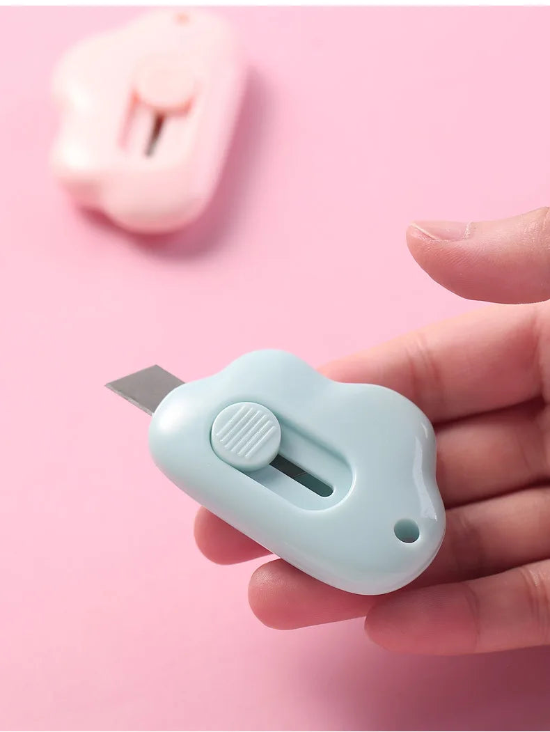 Kawaii Mini Utility Knife Clouds Retractable Portable Letter Opener Cute Scrapbooking ToolsExpress Box Knife Paper Stationery