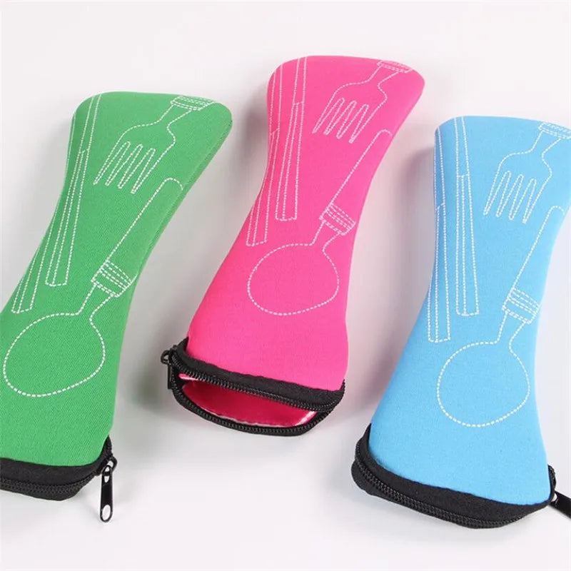 Portable Tableware bag cutlery bag Dinner Set Travel packaging storage box Dinnerware picnic fork spoon bag Organize with Zipper