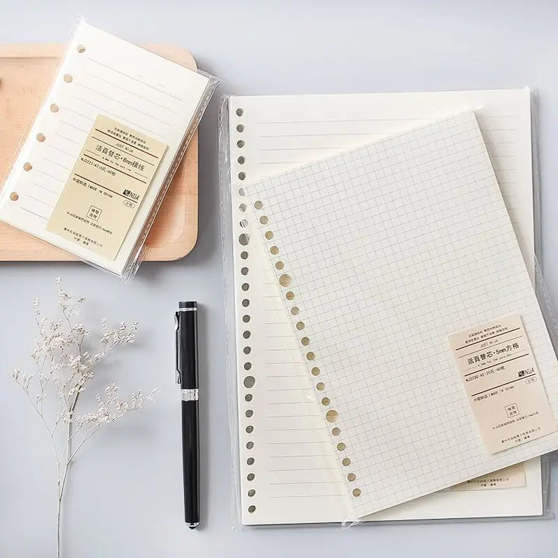 A5 B5 Line Grid 20Holes Loose-Leaf Notebook Refill Spiral Binder Paper Index Inside Page Dot Grid Blank Connell Stationery