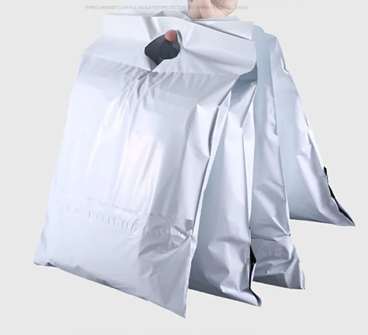 50PCS Portable White Express Courier Tote Bag DIY Logo Plastic Self-Sealing Adhesive Poly Envelope T-shirt Gift Mailing Pouches