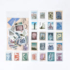 Yoofun 46pcs/pack Vintage Stickers Postage Stamp Sticker Retro Museum Flower Plants Castle Label for Scrapbooking Journal DIY