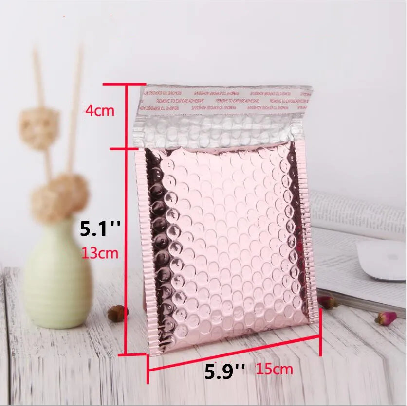 50pcs Rose Gold Poly Bubble Mailer Envelopes Aluminum Foil Padded Envelopes Self Seal Bubble Shipping Mailer Bags