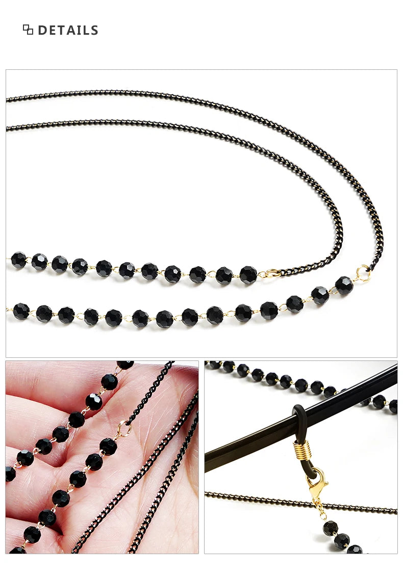 Skyrim Elegant Clear Zicron Crystal Beaded Lanyand for Glasses Sunglassess Chain Eyeglasses Strap Rope Eyewear Cord Accessories
