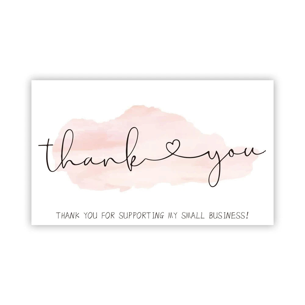 30pcs/pack Pink Thank You Card For Supporting Business Package Decoration "Gorgeous Thanks" Business Card Handmade With Love