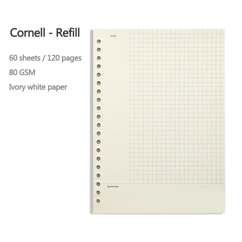 A5 B5 20Holes Loose-Leaf Notebook Refill 60Sheet Spiral Binder Paper Index Inside Page Dot Grid Blank Connell Stationery