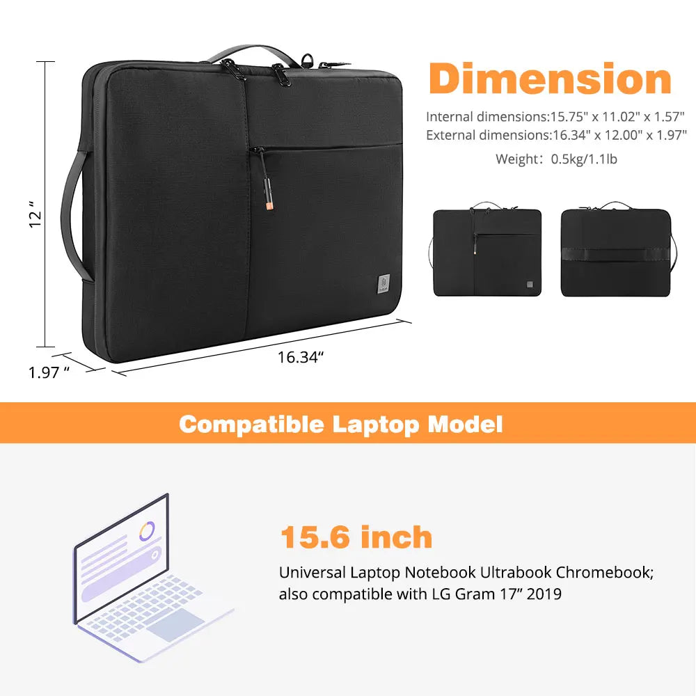 WIWU New Portable Laptop Sleeve 13 14 Double Layer Laptop Bag for MacBook Air 15 Air 13 2025 Case Waterproof Bag for Laptop 15.6