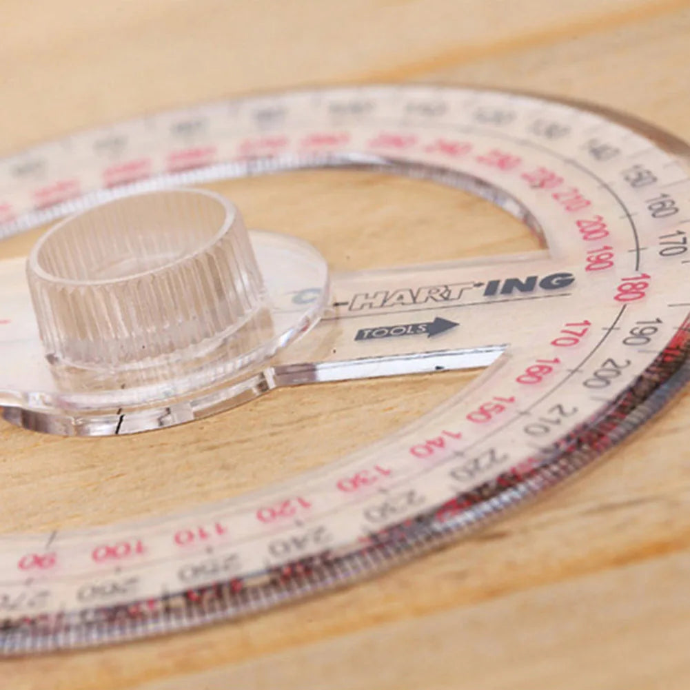 All Circular 10cm Plastic 360 Degree Pointer Protractor Ruler Angle Finder Swing Arm For School Office Supplies
