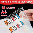 10Sheets Transparent Printable Vinyl Sticker Paper A4 Waterproof Self-Adhesive Copy Paper to DIY Stickers For All Inkjet Printer