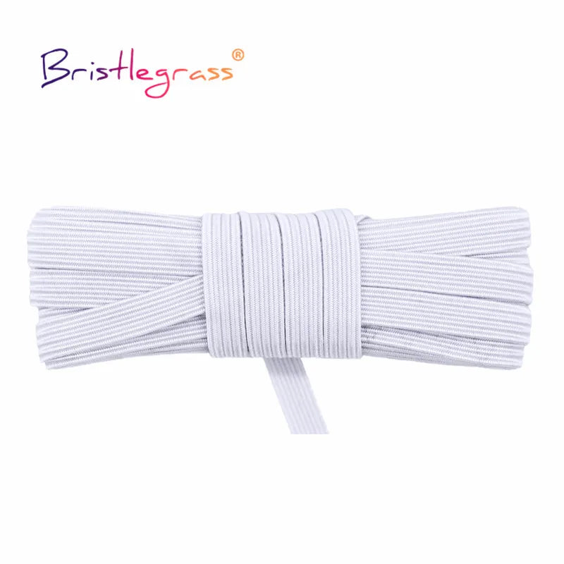BRISTLEGRASS 2 5 10 Yard Flat Skinny Elastic Cord 1/4" 6mm Latex Rubber Bands Stretch String Notebook Ear Loop Dress Sewing Trim