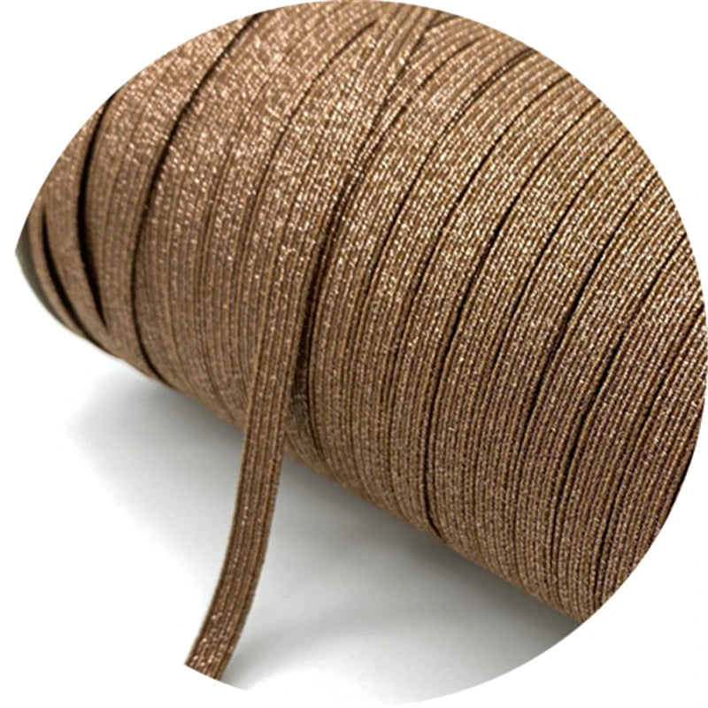 5yards/Lot 6mm Glitter Elastic Ribbon Sewing Elastic Band Fiat Rubber Band For Waist Band Stretch Rope DIY Mask Lanyard