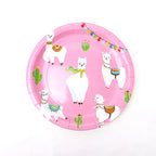 Llama Party Disposable Tableware Cartoon Cactus Alpaca Paper Plates Cups Kids Birthday Party Decoration Baby Shower Supplies