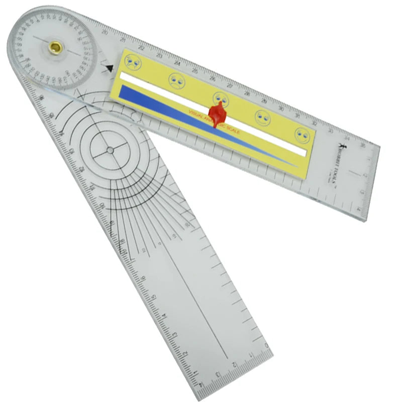 2 in 1 Pain Goniometer Spinal Goniometer Ruler Motion Tester Pain Rating Scale 360 Professional Medical Protractor Angle Ruler