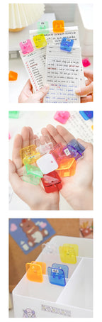 5pcs Candy Mini Square Clips Transparent & Solid Color Page Holder Paper Clip for Memo File Magazine Household A6794