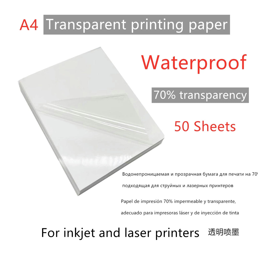 10/50pcs Waterproof sticker paper A4 Laser Inkjet Printer Paper White Glossy Transparent  Self Adhesive Sticker Label Copy Paper