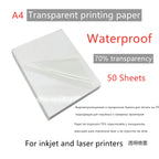 10/50pcs Waterproof sticker paper A4 Laser Inkjet Printer Paper White Glossy Transparent  Self Adhesive Sticker Label Copy Paper