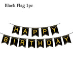 Gold Black Party Happy Birthday Banner Disposable Tableware Pink Paper Cups Plate Napkins For Kids Birthday Party Decor Supplies