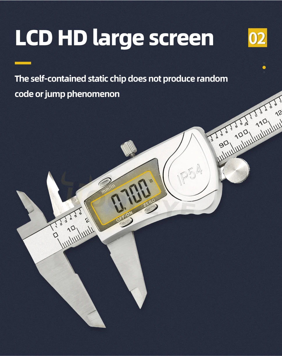 IP54 Calipers Stainless Steel Digital Pachymeter Caliber Measuring Tools Carpenter Tools Electronic Caliper Metal Vernier Ruler