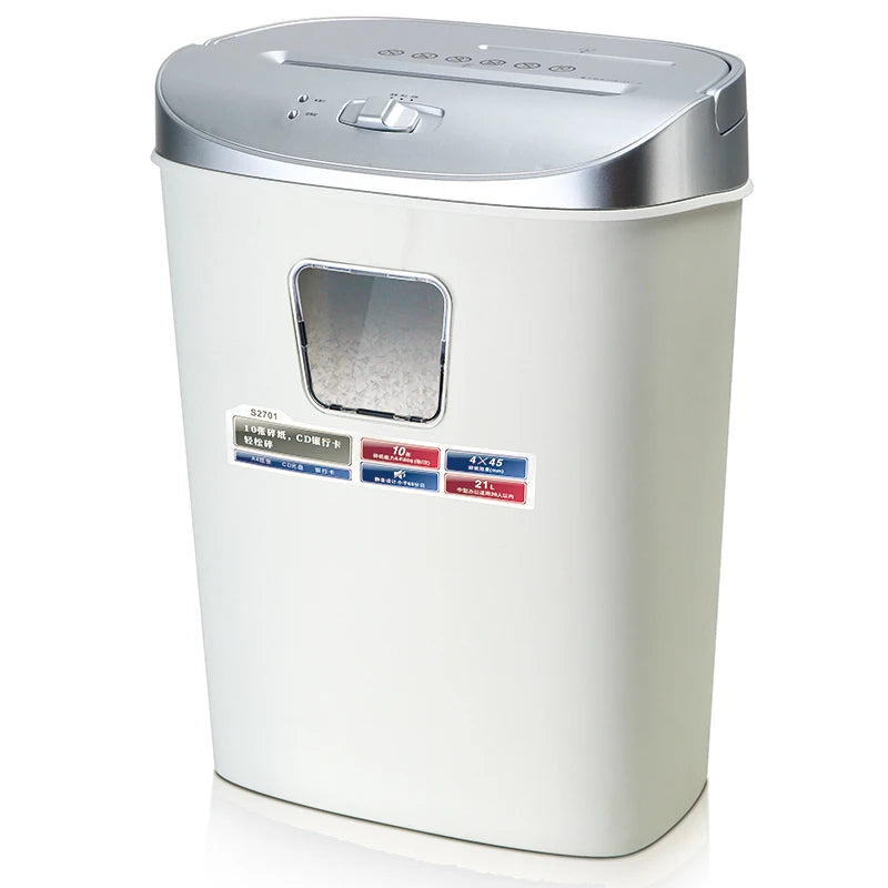 21L Small Portable Shredder Office Home Multifunctional 4 Level Confidential Paper Document Disc Grinder Crusher Destroyer 1pc