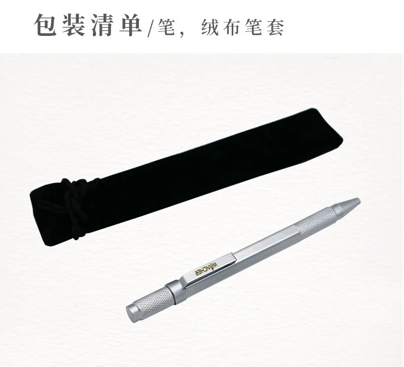 WANCHER Ballpoint Pen Original Hexagon Brass Metal Rotary Black 0.5mm Refill Replaceable W1558 Office School Stationery