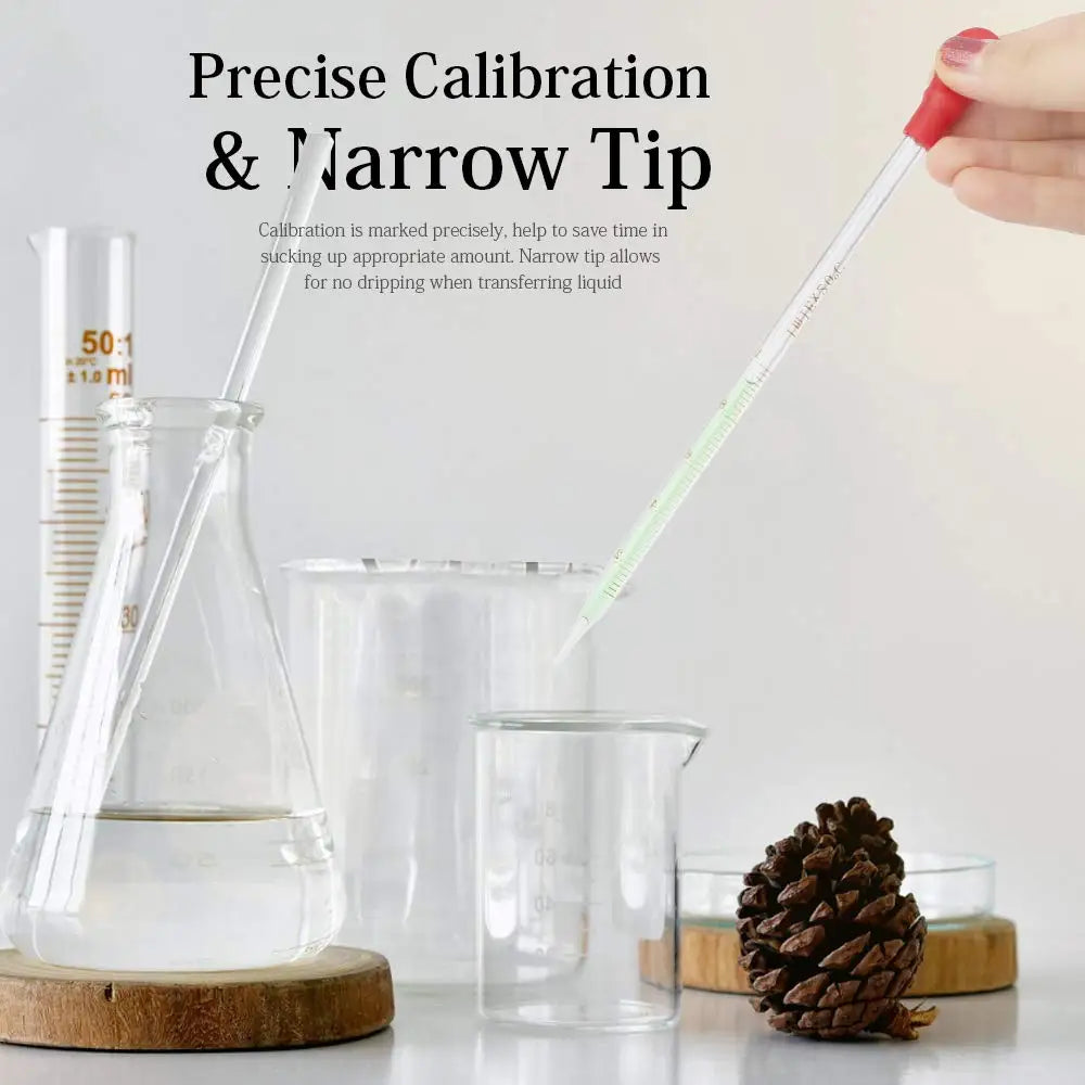 0.5ml 1ml 2ml 3ml 1PC Borosilicate Glass Dropper Graduated Pipette Laboratory Liquid Pipettors Red Rubber Head Glassware Pipet