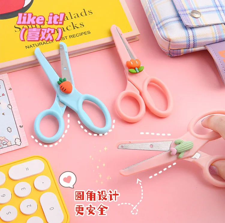 1pcs Cartoon Child Safety Scissors Stationery DIY Paper Cutting Cute Student Office Portable Art Scissors Tool