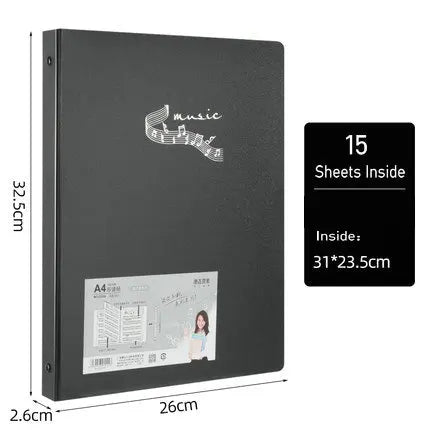 Piano Music Binder A4 3-Rings Sheet Music Folder Transparent Sleeves Music Scores A4 Folder With Rings