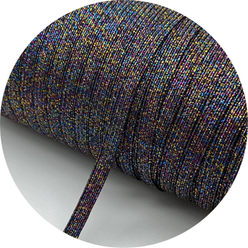 5yards/Lot 6mm Glitter Elastic Ribbon Sewing Elastic Band Fiat Rubber Band For Waist Band Stretch Rope DIY Mask Lanyard
