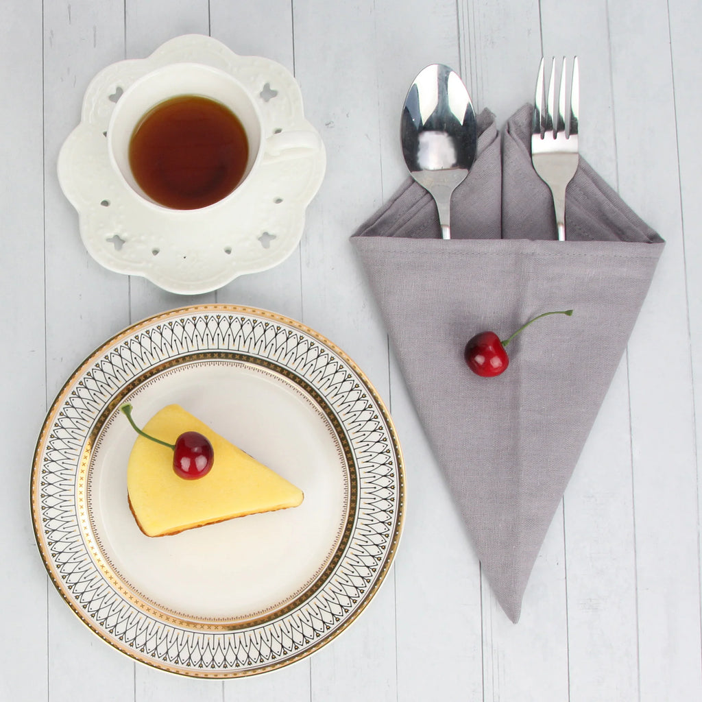 Set of 12 PCS 40x40cm Cotton Linen Blended Cloth Napkins Placemats Soft Dining Table Tea Towels For Home & Events Use