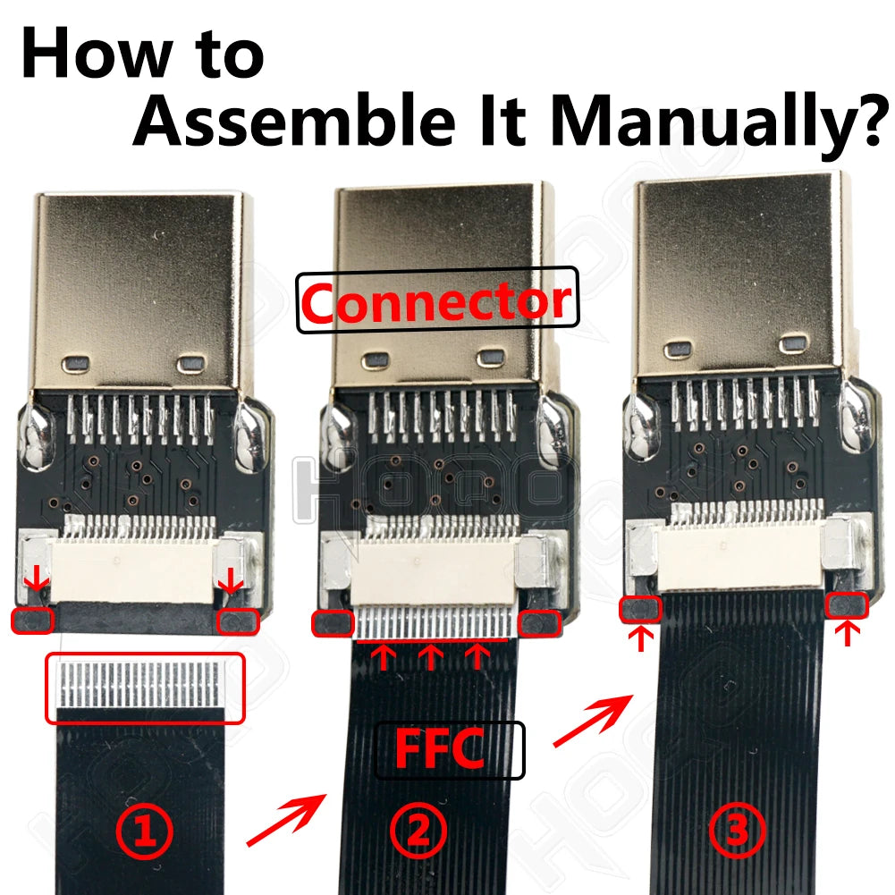 Ribbon FPV HDMI-Compatible Connector Flexible Flat Cable Raspberry Pi 4 Micro HDMI to HDMI/Mini HDMI Female 90 Degree FFC 20pin