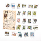 Yoofun 46pcs/pack Vintage Stickers Postage Stamp Sticker Retro Museum Flower Plants Castle Label for Scrapbooking Journal DIY