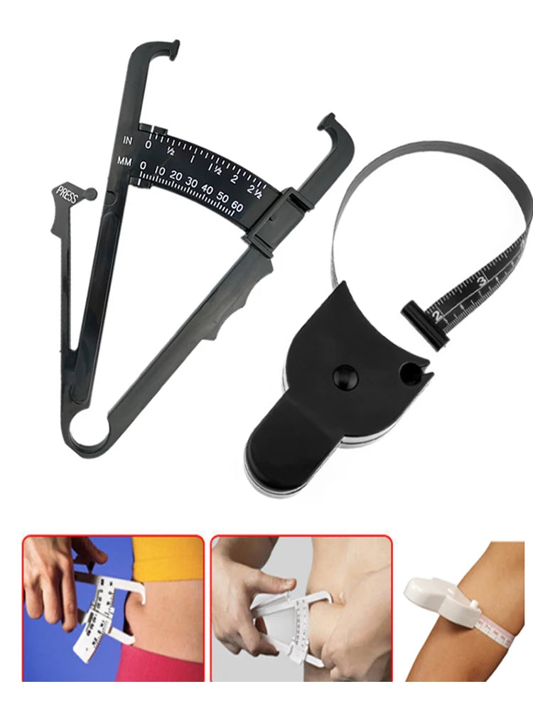 Health Care Skinfold Body Fat Caliper Body Fat Tester PLICOMETRO with body mass Tape with Measurement Chart Body Health Tool