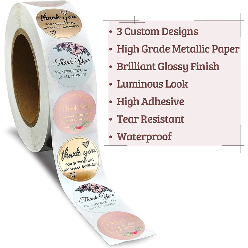 100-500pcs Thank You for My Small Business Stickers Paper Thank You Label Sticker Kraft paper Adhesive Shipping Mail Labels