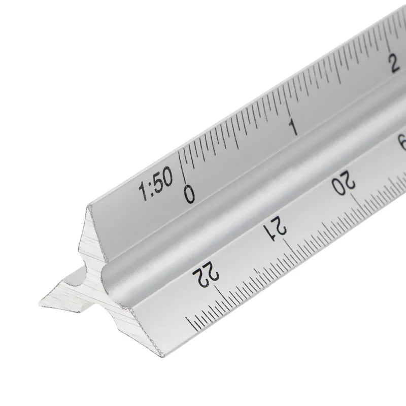 2020 New 30cm Aluminium Metal Triangle Scale Architect Engineer Technical Ruler
