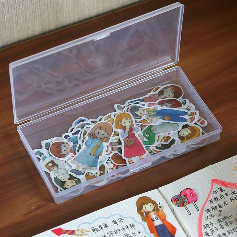 1 PC Stationery Stickers Plastic Storage Box Organizer Container Art Tool Case for Craft Desktop