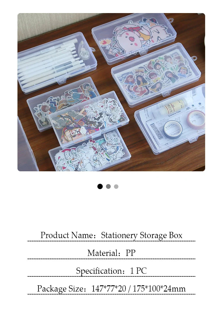 1 PC Stationery Stickers Plastic Storage Box Organizer Container Art Tool Case for Craft Desktop