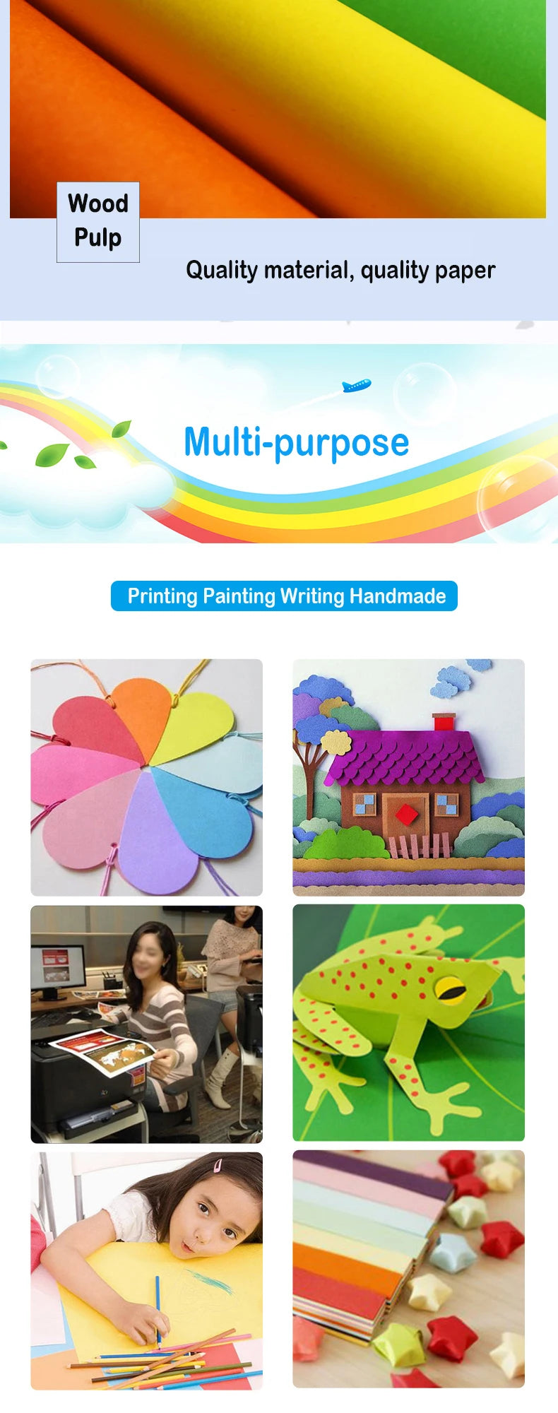 100/200 SheetS A4 Color Copy Paper 80G 20 Colors Can Choose For DIY Handmade Office A3 Inkjet Laser Colorful  Printing Paper