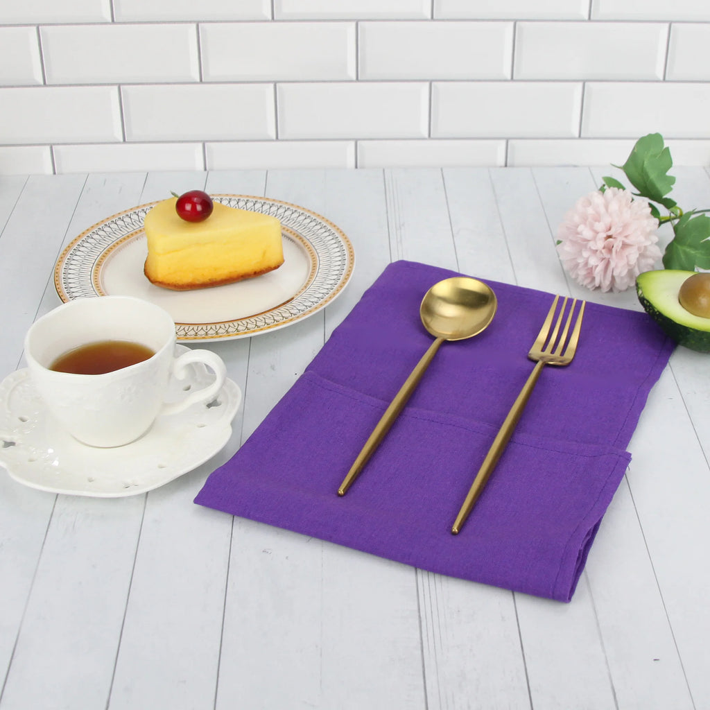 Set of 12 PCS 40x40cm Cotton Linen Blended Cloth Napkins Placemats Soft Dining Table Tea Towels For Home & Events Use