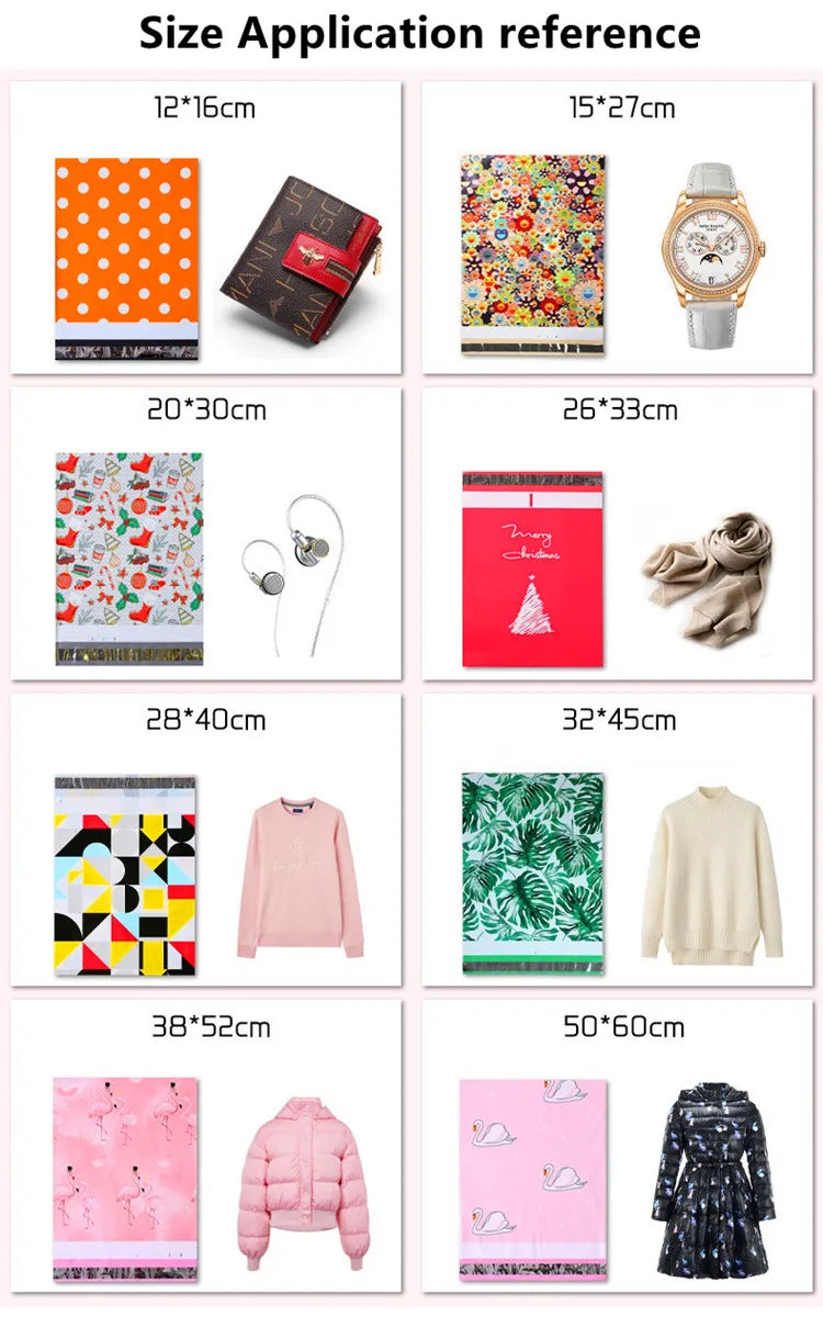 100PCS Red/Orange Poly Mailer Adhesive Envelope Bag DIY Logo Print T-shirt Gloves Gift Shoes Box Express Gift Packaging Pouches