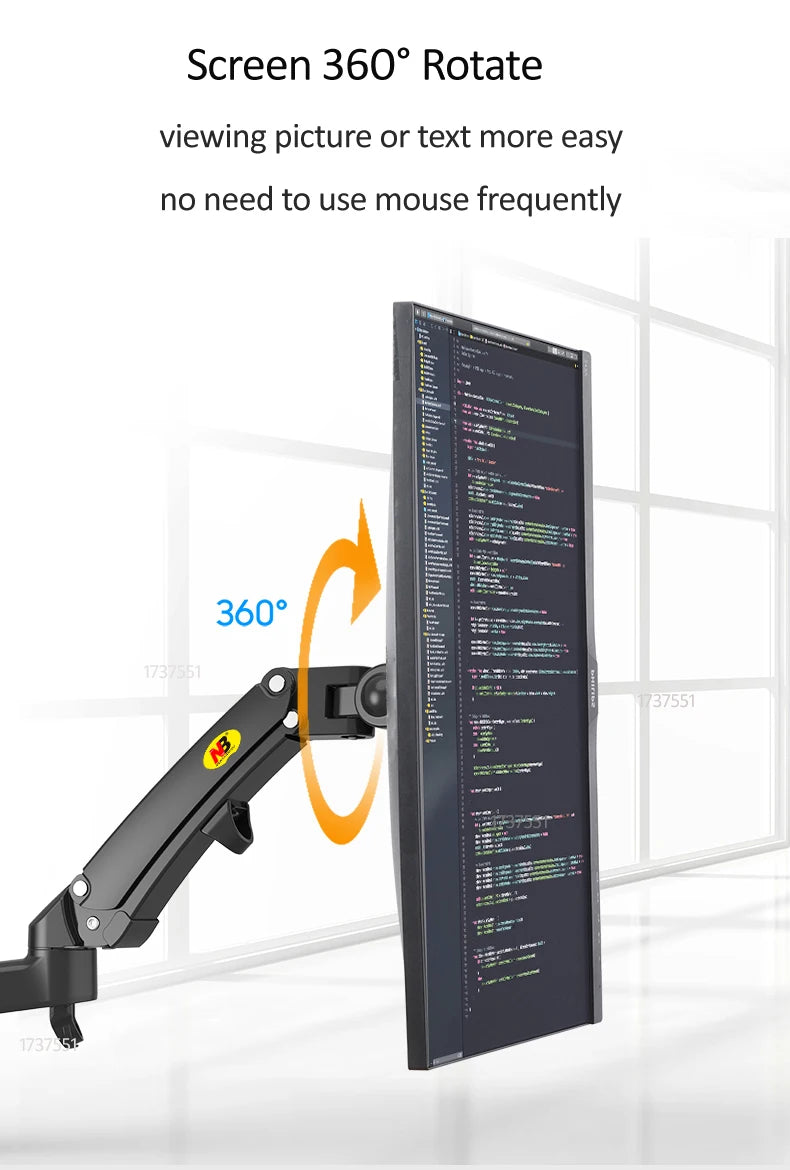NB F150 F15T 3-12kg 100x100 Gas Spring Dual Arm Laptop Wall Mounted Bracket 13'-27' Notebook Holder Stand Aluminum Retractable