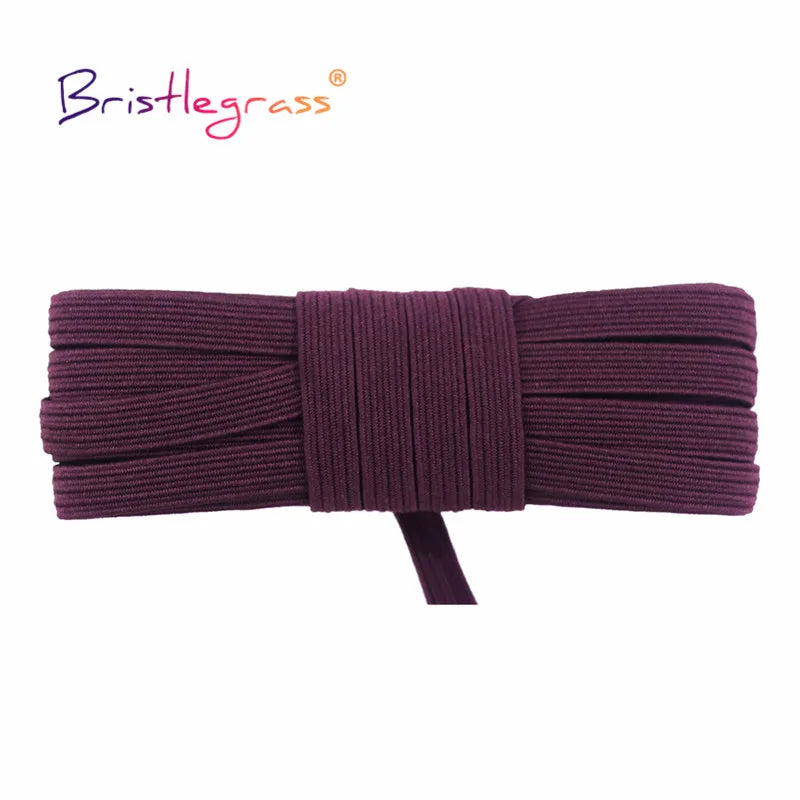 BRISTLEGRASS 2 5 10 Yard Flat Skinny Elastic Cord 1/4" 6mm Latex Rubber Bands Stretch String Notebook Ear Loop Dress Sewing Trim