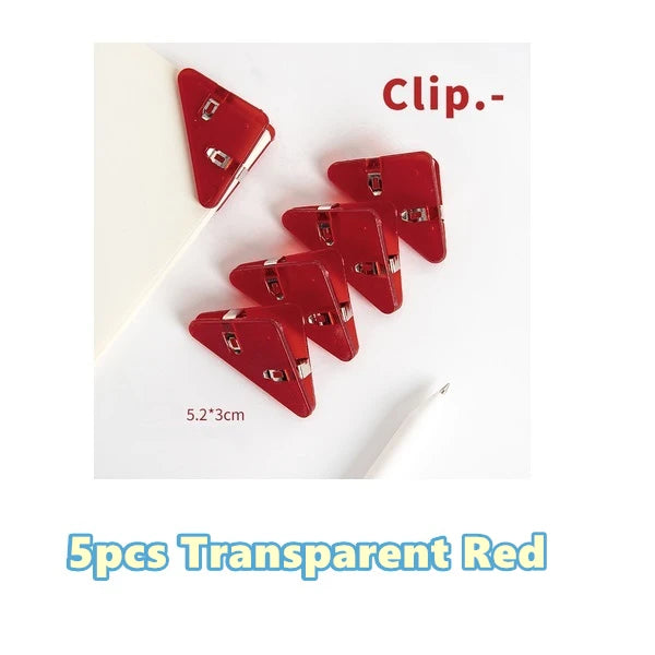 5pcs Mini Color Corner Clips Set Transparent & Solid Colorful Page Holder Paper Clip Clamp File Index Photo Office School A6692