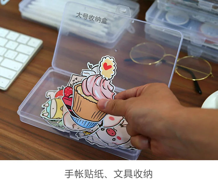 1 PC Stationery Stickers Plastic Storage Box Organizer Container Art Tool Case for Craft Desktop