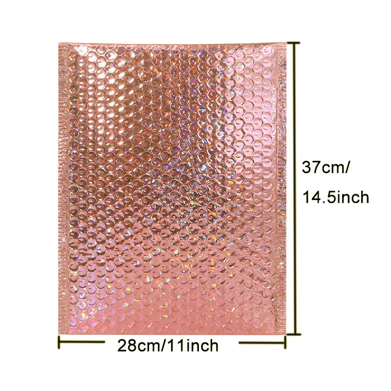 10PCS Holographic Metallic Bubble Mailer Laser Gift Bags Glamour Colorful Foil Bubble Envelopes Padded Shipping Mailing Envelope