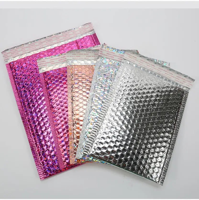 50pcs Rose Gold Poly Bubble Mailer Envelopes Aluminum Foil Padded Envelopes Self Seal Bubble Shipping Mailer Bags