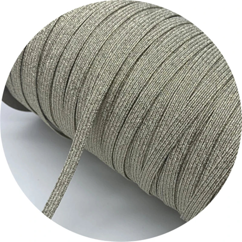 5yards/Lot 6mm Glitter Elastic Ribbon Sewing Elastic Band Fiat Rubber Band For Waist Band Stretch Rope DIY Mask Lanyard