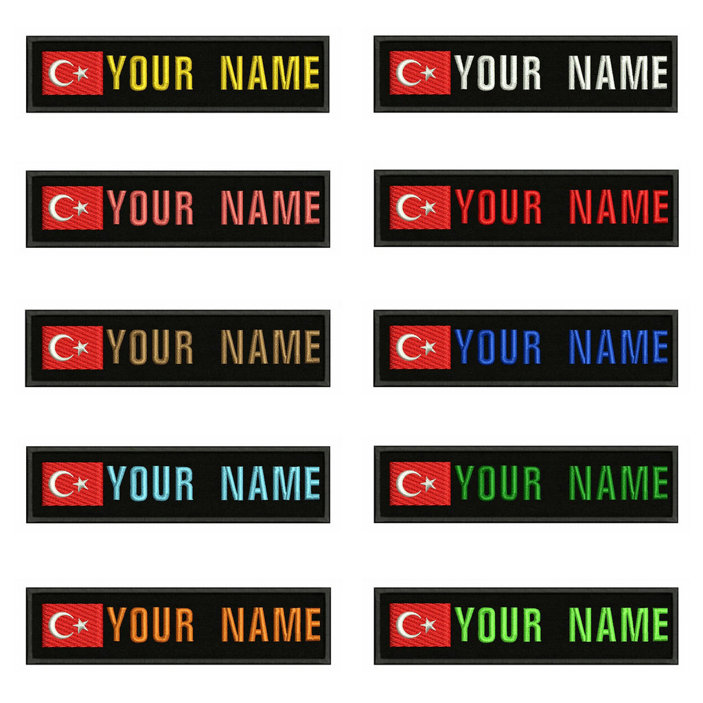 Turkish Flag Turkey 10X2.5cm Embroidery Custom Name Text Patch Stripes Badge Iron On Or  Patches