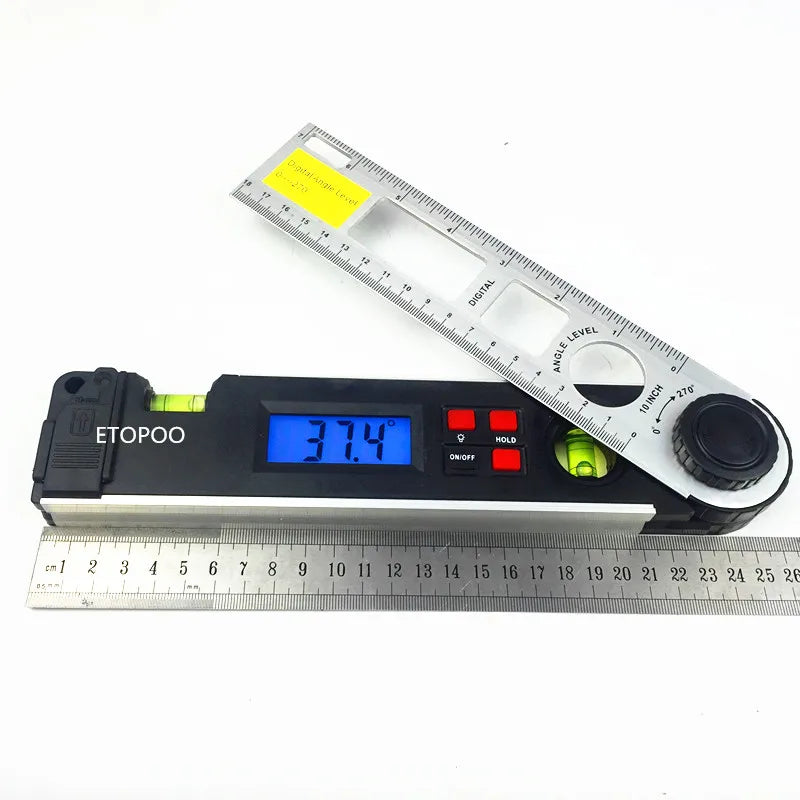 400mm / 250mm Digital Angle Finder Gauge 0-270 Degree Protractor Ruler Miltre Angle Finder Meter Spirit Level Back-Light