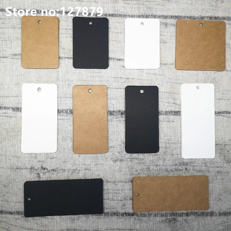 100PCS Multi Sizes Kraft Paper Labels DIY Crafts Packaging Blank Hang Tag Gift Wedding/Birthday Party Candy Boxes Price Tags