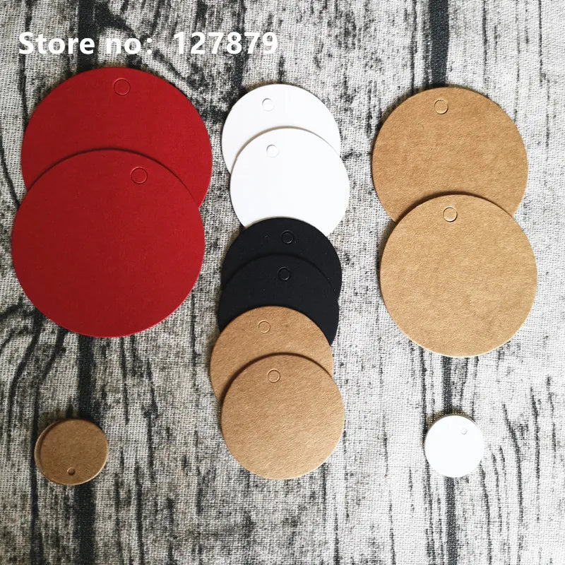 100pcs Kraft Multiple Sizes Paper Tags Round Luggage Note Wedding Invitations Cards Blank Gift Price Hang Tag Christmas Decor