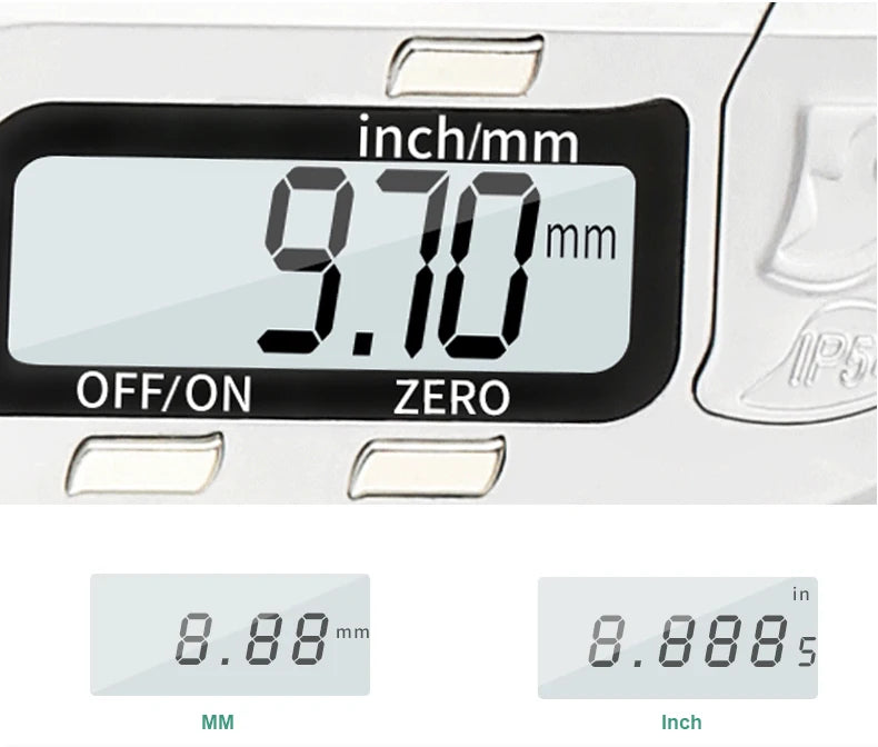 FUJIWARA Digital Display Stainless Steel Calipers 0-150mm 1/64 Fraction/MM/Inch LCD Electronic Vernier Caliper IP54 Waterproof